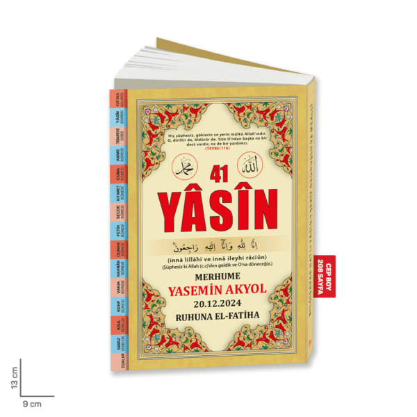 Özel Örtücü Etiketli Sesli Yasin-i Şerif Türkçe Fihristli Cep Boy