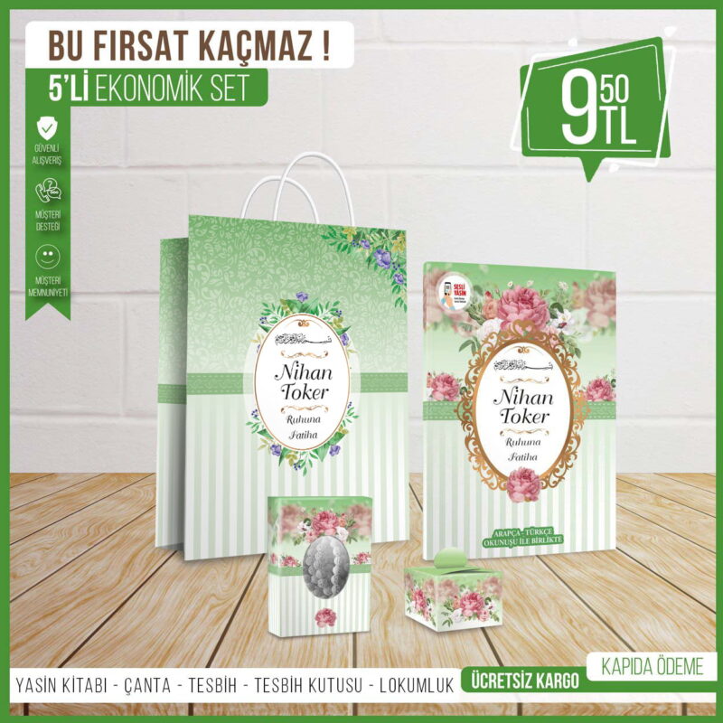 5’li Çantalı Yeşil Mevlid Seti-103