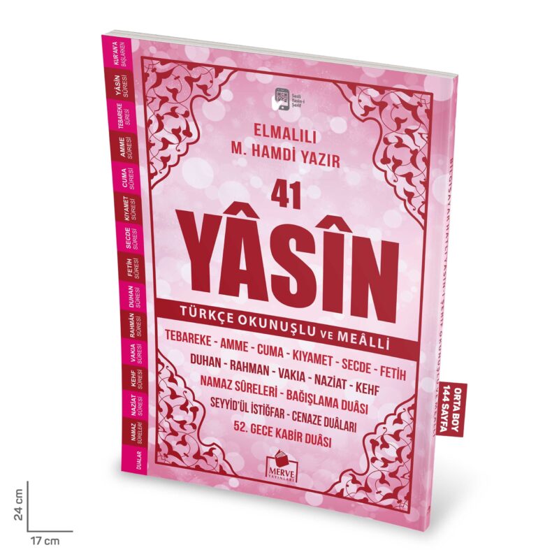 Yasini Şerif Pembe Renk Türkçe Okunuşlu ve Mealli Orta Boy