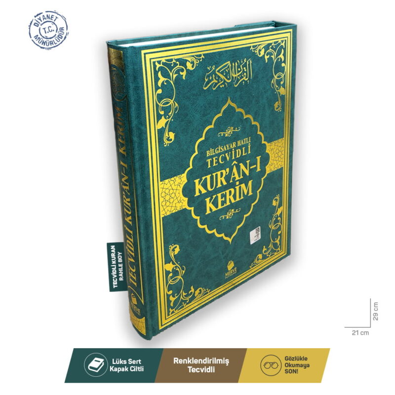 Tecvidli Kuran-ı Kerim Rahle Boy Yeşil Renk