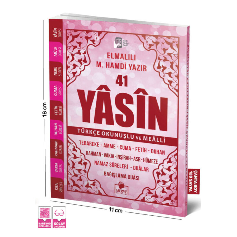 Yasini Şerif Açıklamali ve Mealli Çanta Boy Pembe Renk