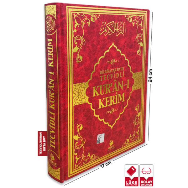 Tecvidli Kuran-ı Kerim Orta Boy Kırmızı Renk