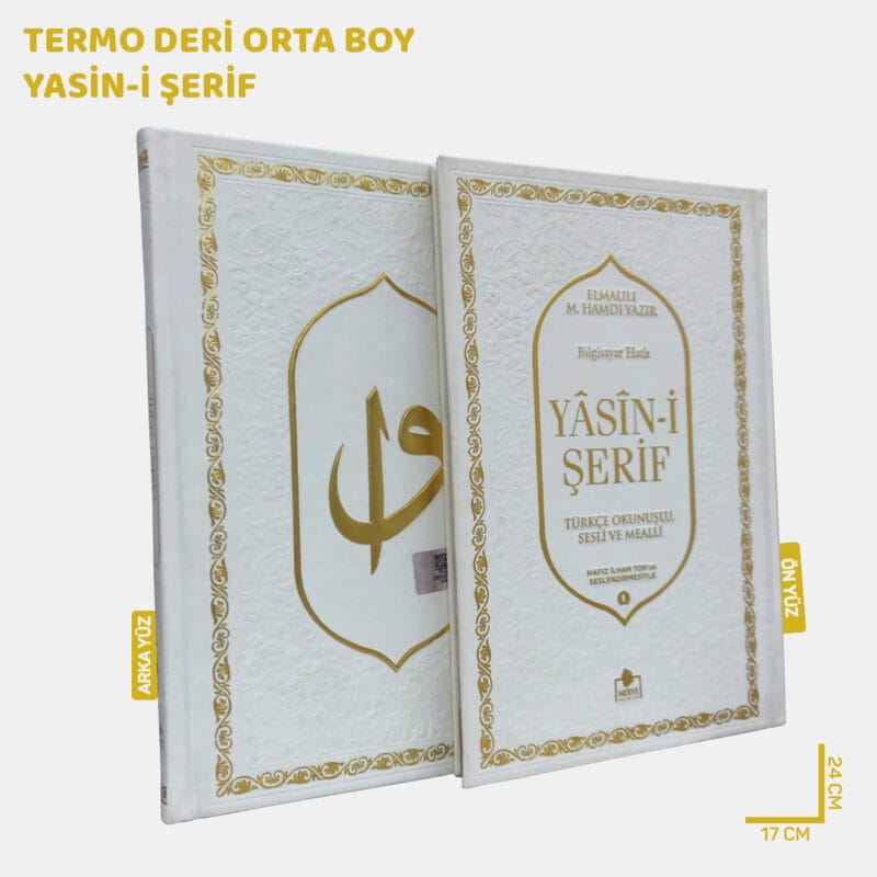 Lüks Termo Deri Yasin-i Şerif Orta Boy Beyaz