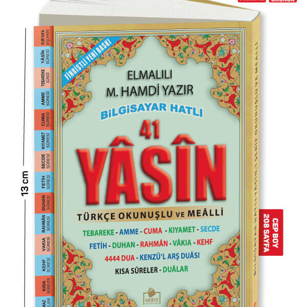 41 Yasin Cep Boy Kolay Okunan Bilgisayar Hatlı Fihrist