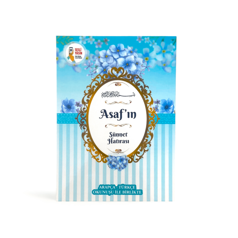 Hediyelik Mavi Renk Çiçek Motifli Yasin Cüzü Tesbihli Mevlüt Seti - 10'lu Paket - Görsel 2