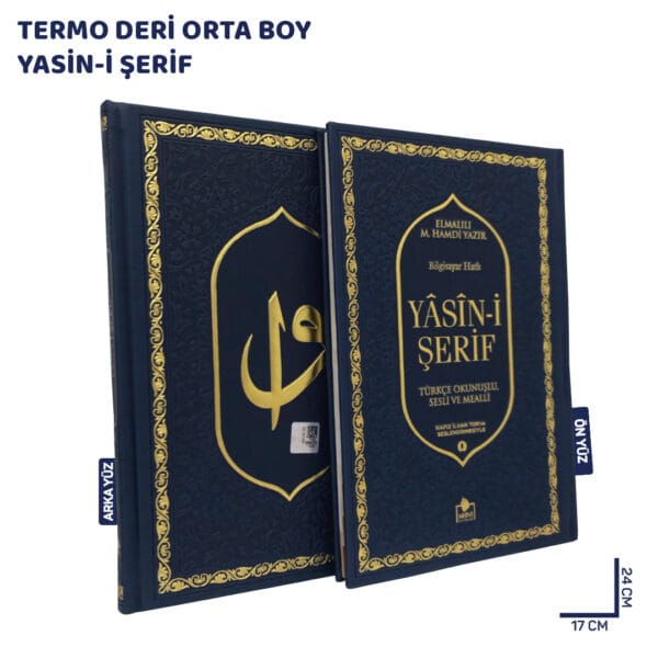 Lüks Termo Deri Yasin-i Şerif Orta Boy Lacivert