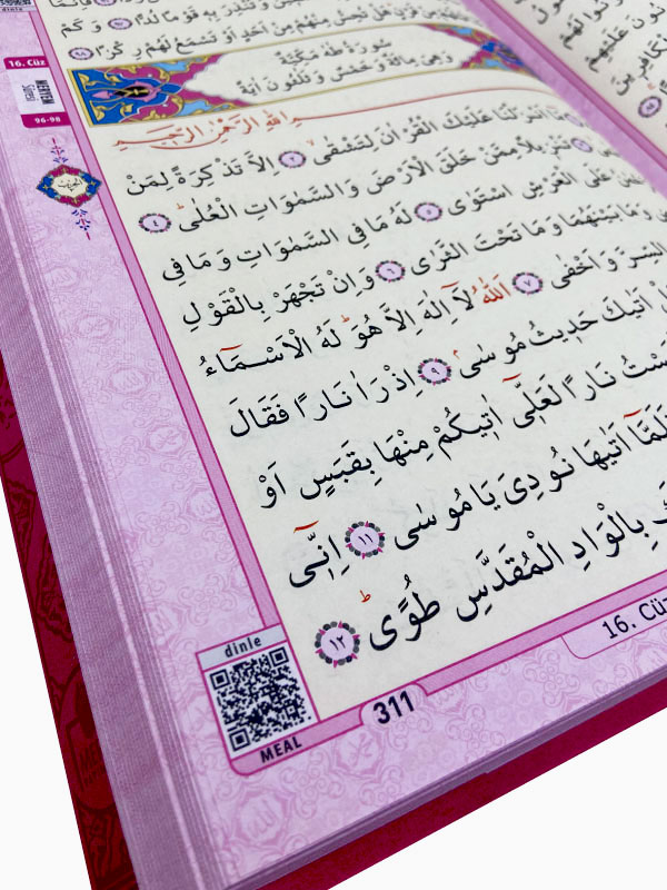 Pembe-Kuran-1.jpg Kur'ân-ı Kerim Bilgisiyar Hatlı Orta Boy Pembe Renk - Görsel 3