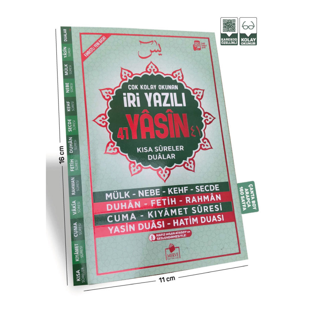 canta-iri-yazili-yesil.jpg Yasin-i Şerif Arapça Kolay Okunuşlu İri Yazılı Çanta Boy (Yeşil) - Görsel 1