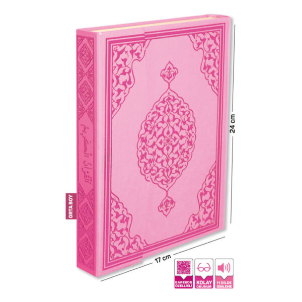 Kur'ân-ı Kerim Bilgisiyar Hatlı Orta Boy Pembe Renk